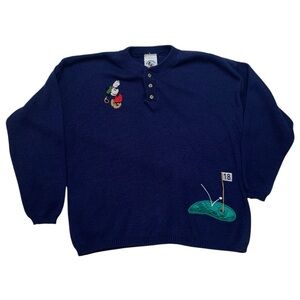 Vintage Disney size large sweater Mickey mouse golf blue knit